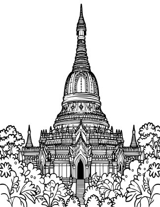 Burmese Stupa - Free printable coloring page