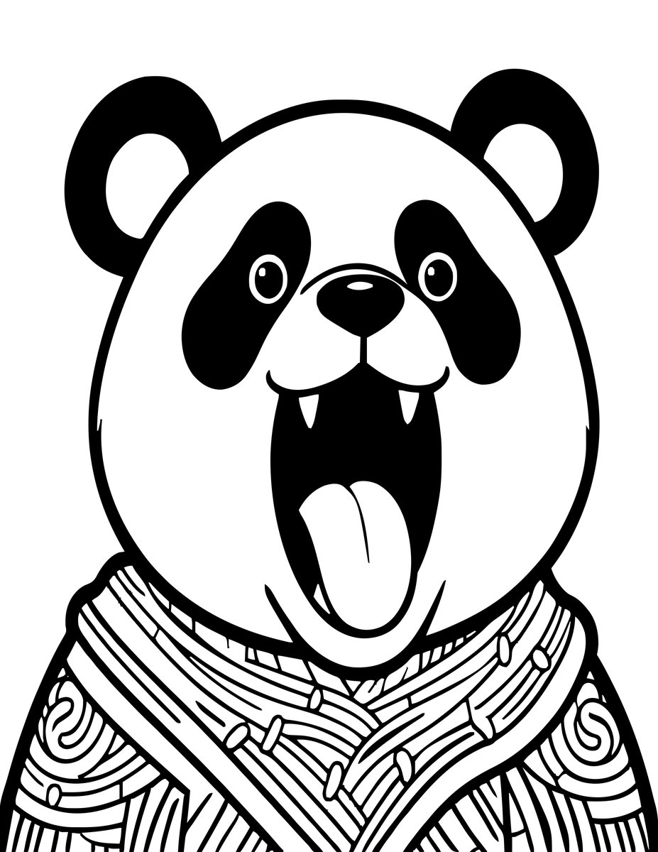 Panda Yawning - free printable coloring page