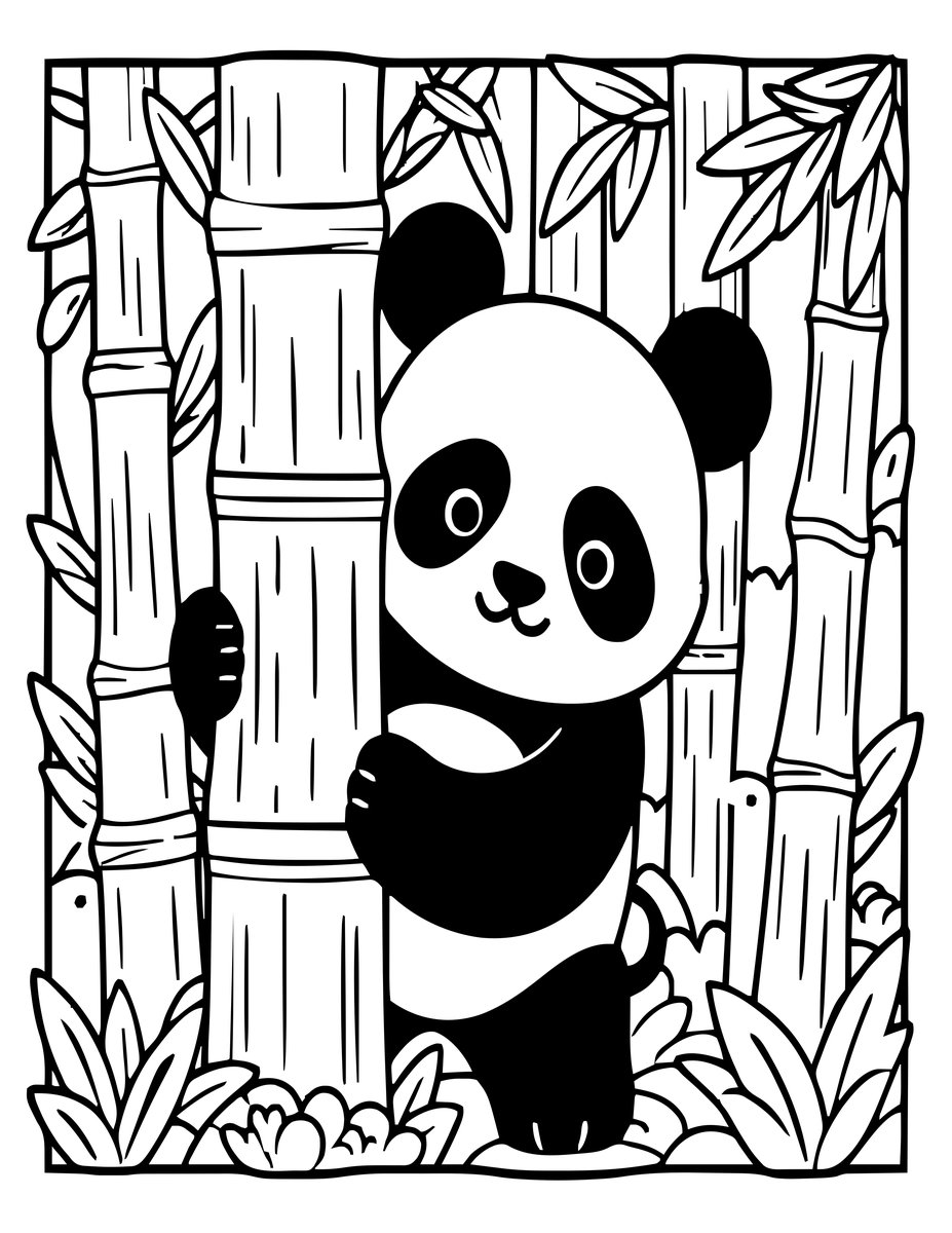 Panda Peeking - free printable coloring page