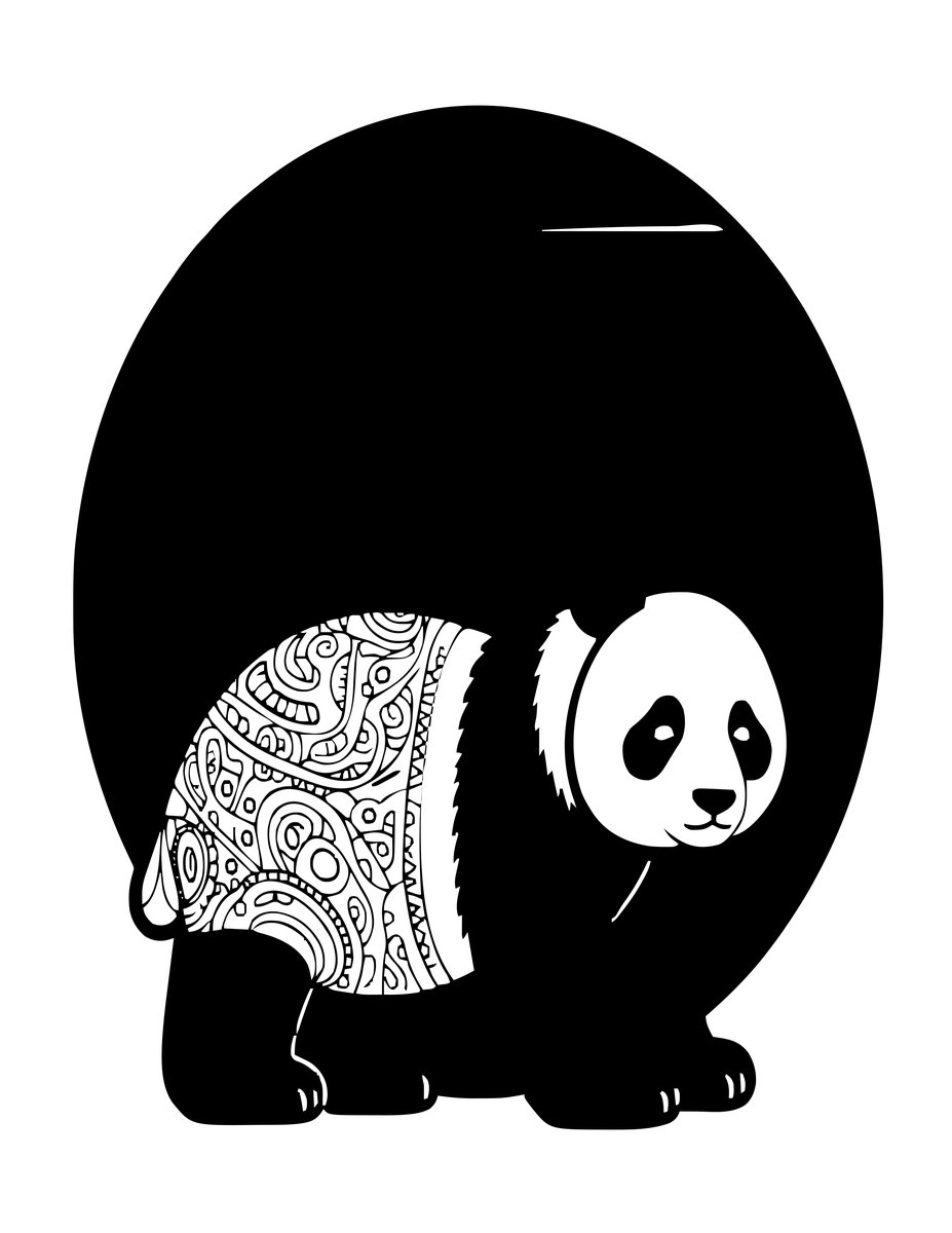 Panda at Dusk - free printable coloring page