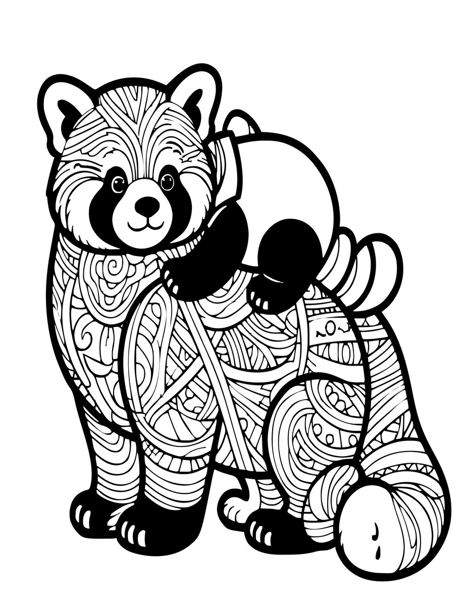 Panda Cub on Back - free printable coloring page