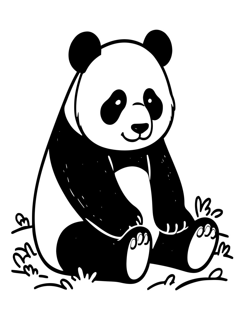 Panda in Snow - free printable coloring page