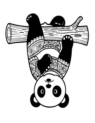 Panda Upside Down - Free printable coloring page
