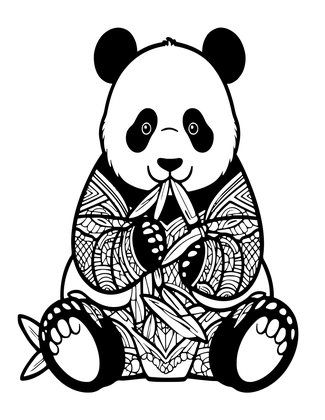Panda Sitting Tall - Free printable coloring page
