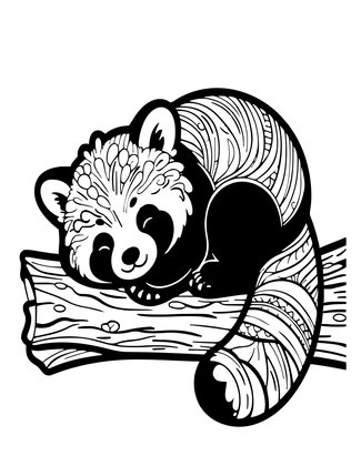 Panda Cub Sleeping - Free printable coloring page