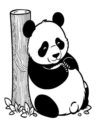 Panda Scratching - Free printable coloring page