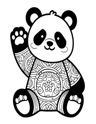 Panda Waving - Free printable coloring page