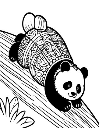 Panda Rolling - Free printable coloring page