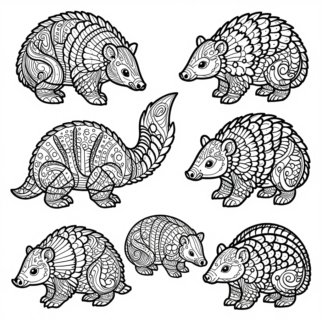 Pangolins coloring pages collection - 30 free printable pages