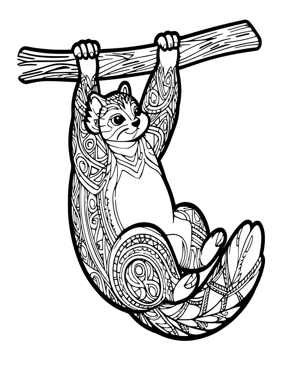 Hanging Tail - free printable coloring page
