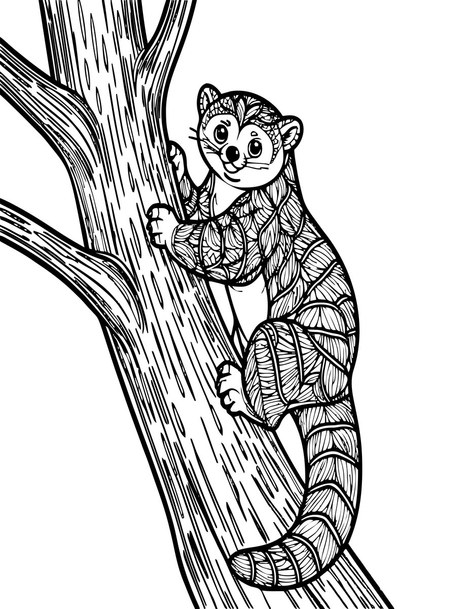 Climbing Tree - free printable coloring page
