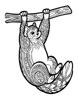 Hanging Tail - Free printable coloring page