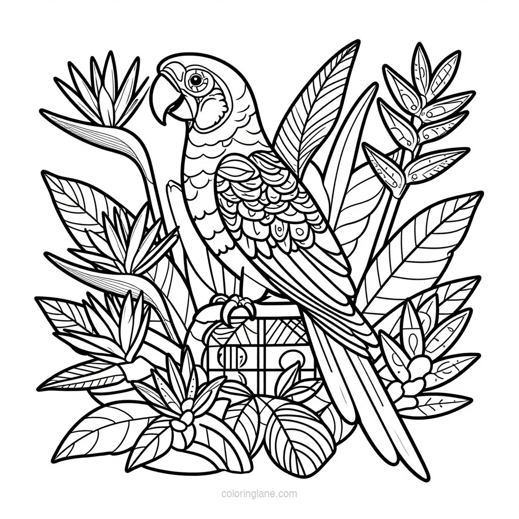 Parrot Mandala - free printable coloring page