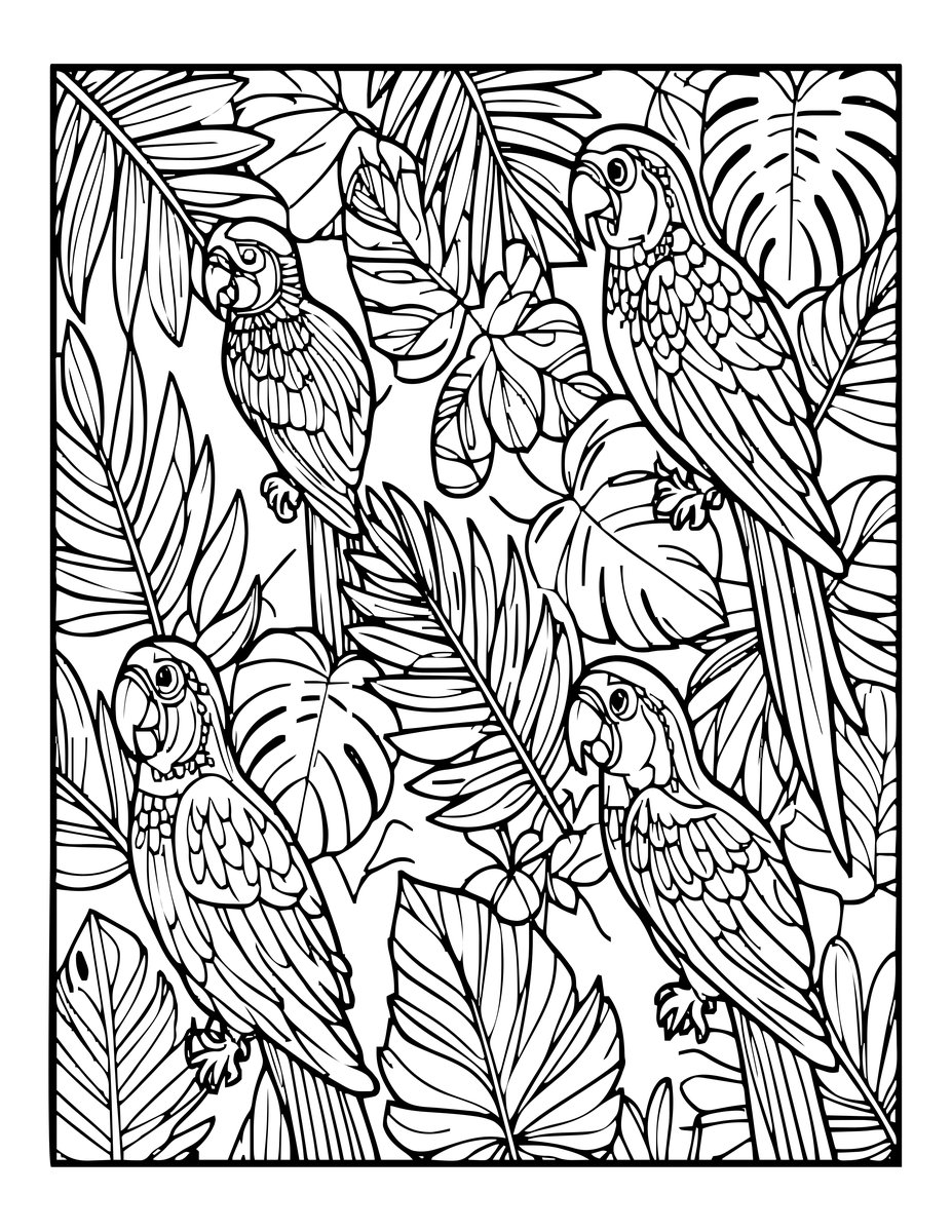 Parrot Pattern - free printable coloring page