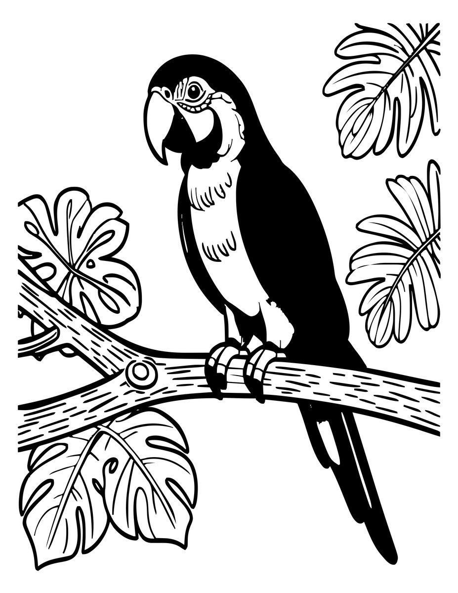 Blue and Gold Macaw - free printable coloring page
