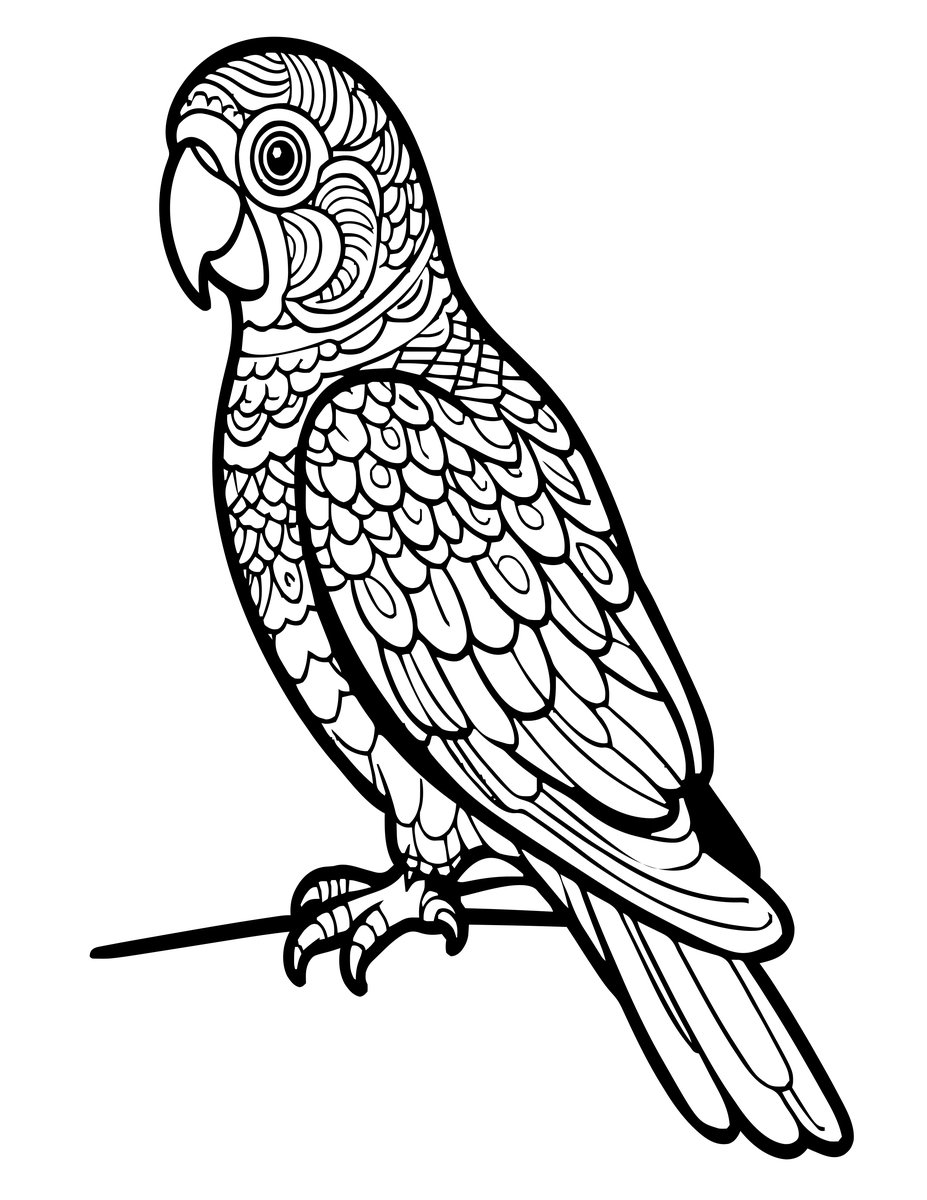 Vintage Parrot - free printable coloring page