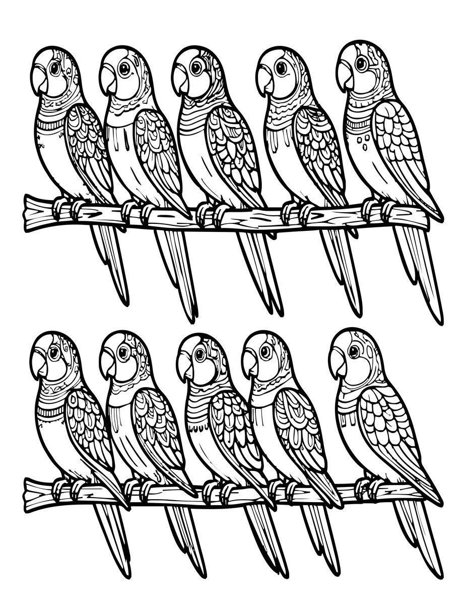Parrot Collection - free printable coloring page