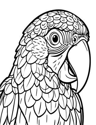 Macaw Close-Up - Free printable coloring page