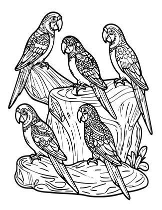 Macaw Clay Lick - Free printable coloring page