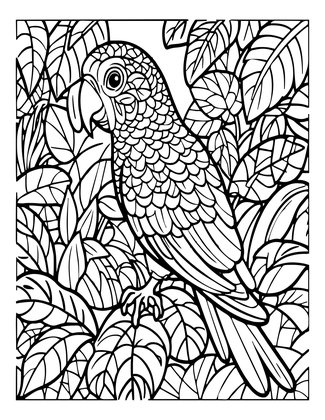 Parrot in Jungle - Free printable coloring page