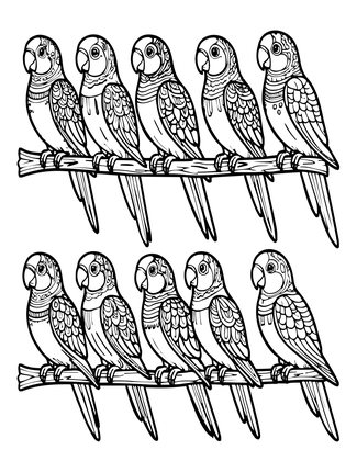 Parrot Collection - Free printable coloring page