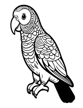 African Grey Parrot - Free printable coloring page