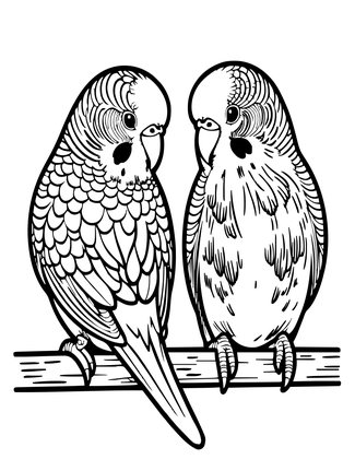 Parakeet Pair - Free printable coloring page