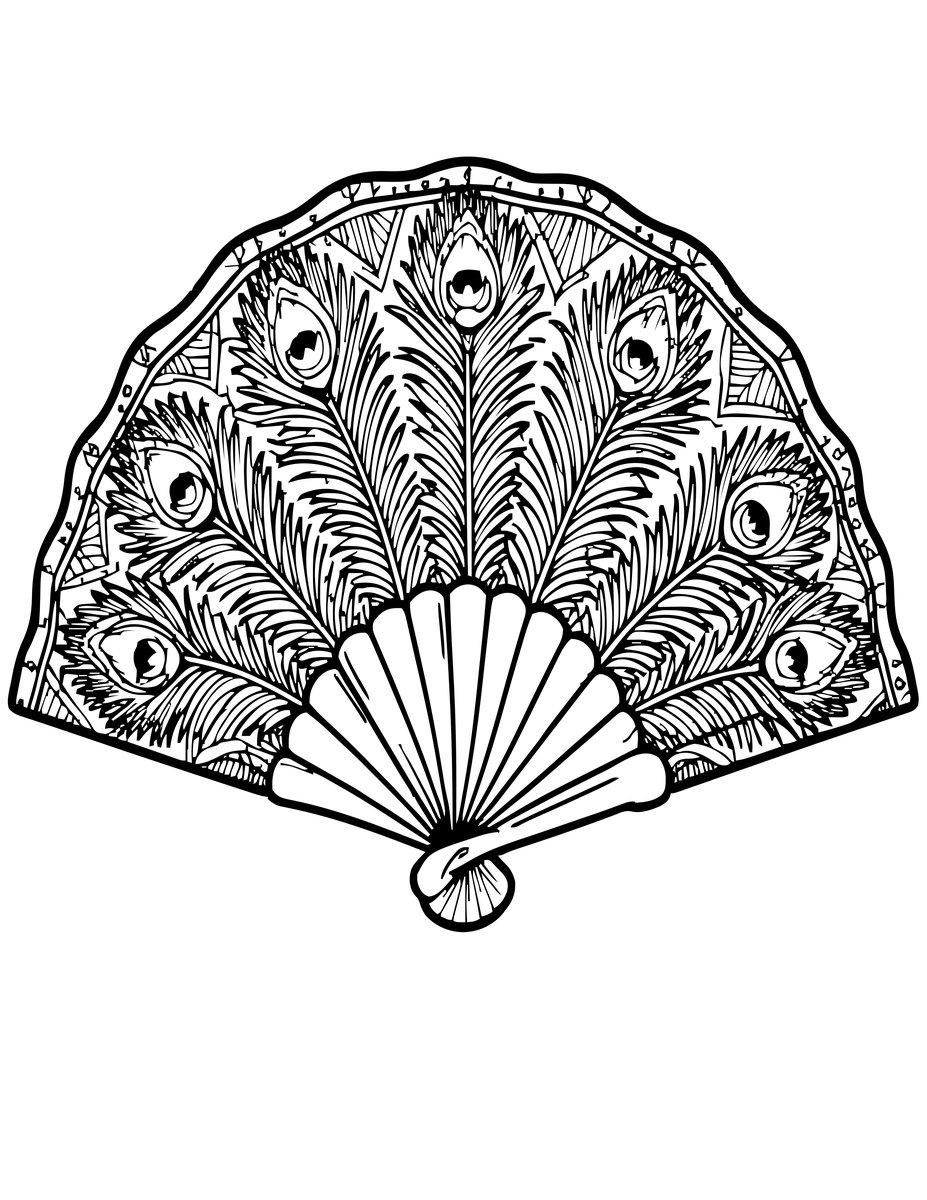 Feather Fan - free printable coloring page