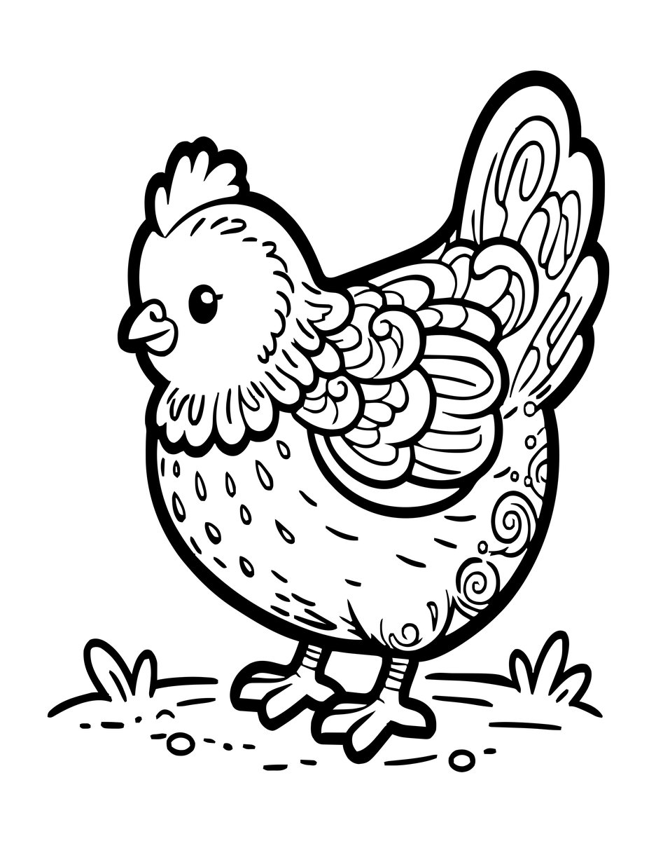 Baby Peachick - free printable coloring page