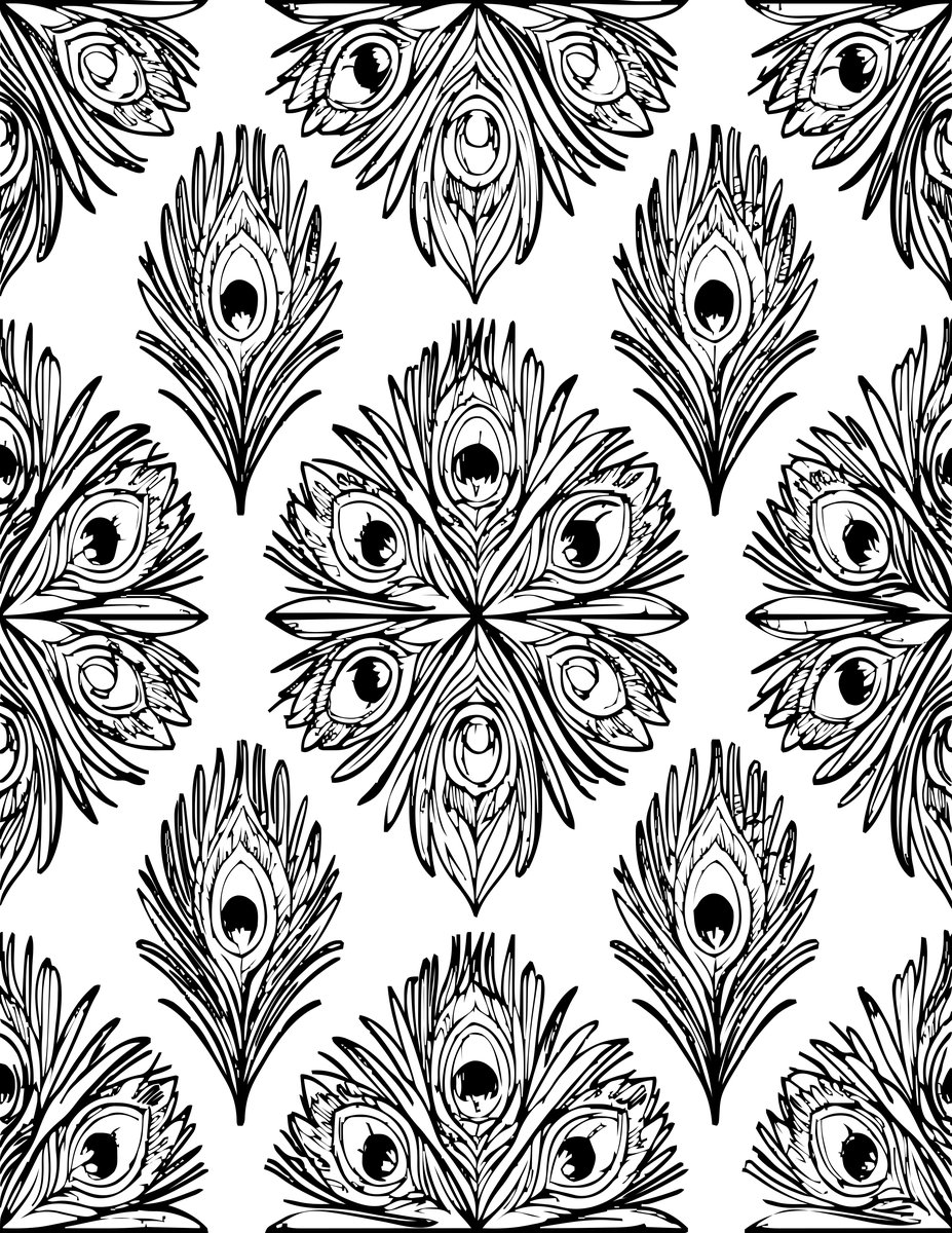 Feather Pattern - free printable coloring page