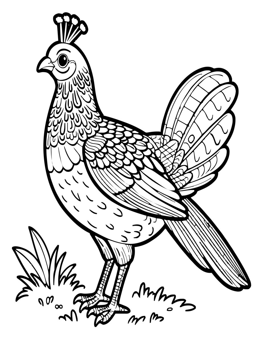 Peahen - free printable coloring page