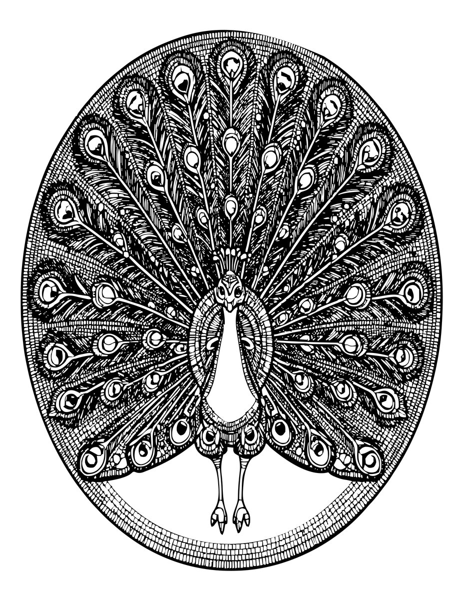 Mosaic Peacock - free printable coloring page