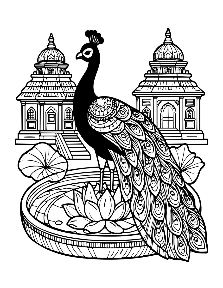 Indian Peacock - free printable coloring page