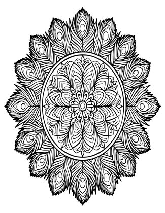 Peacock Mandala - Free printable coloring page