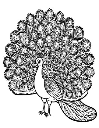 White Peacock - Free printable coloring page