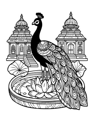 Indian Peacock - Free printable coloring page