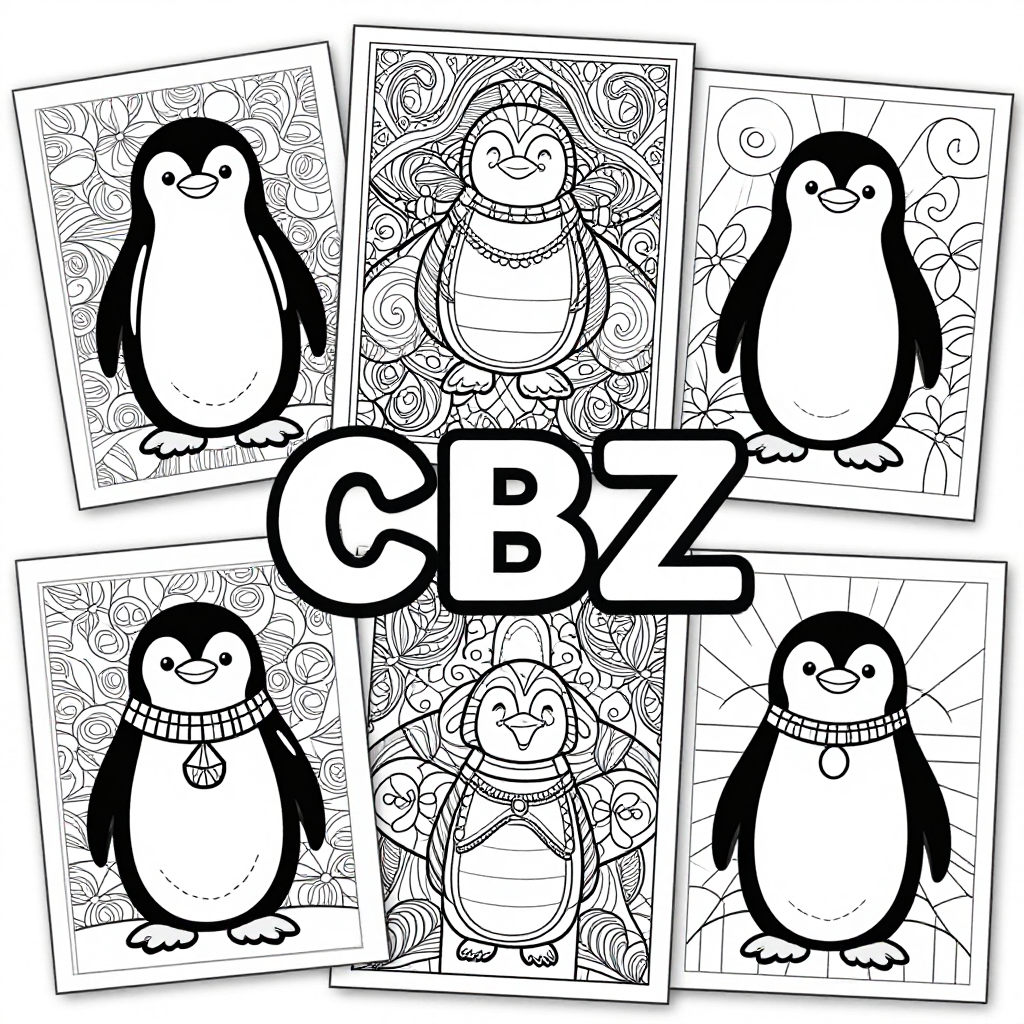 Penguins coloring pages collection - 30 free printable pages