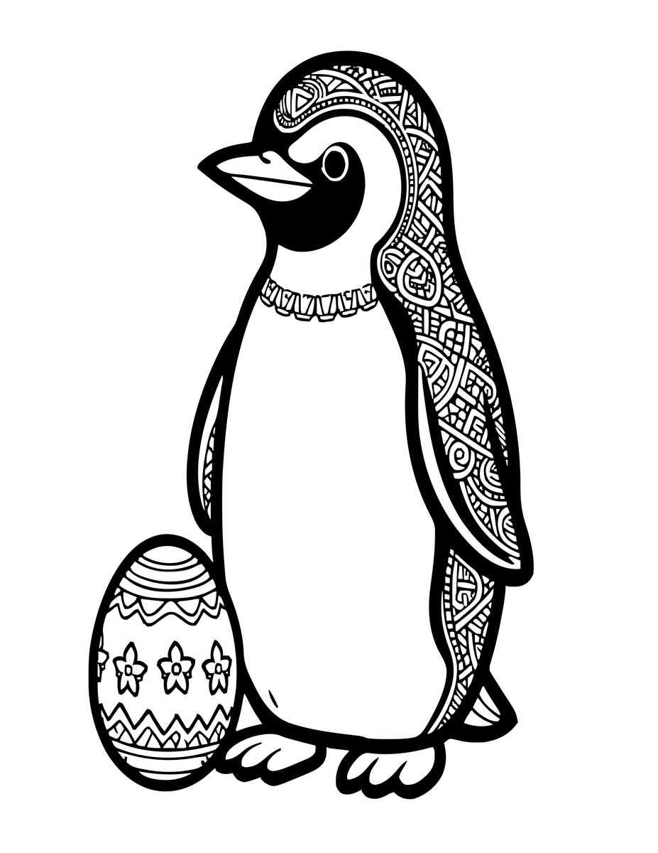 Penguin Egg - free printable coloring page