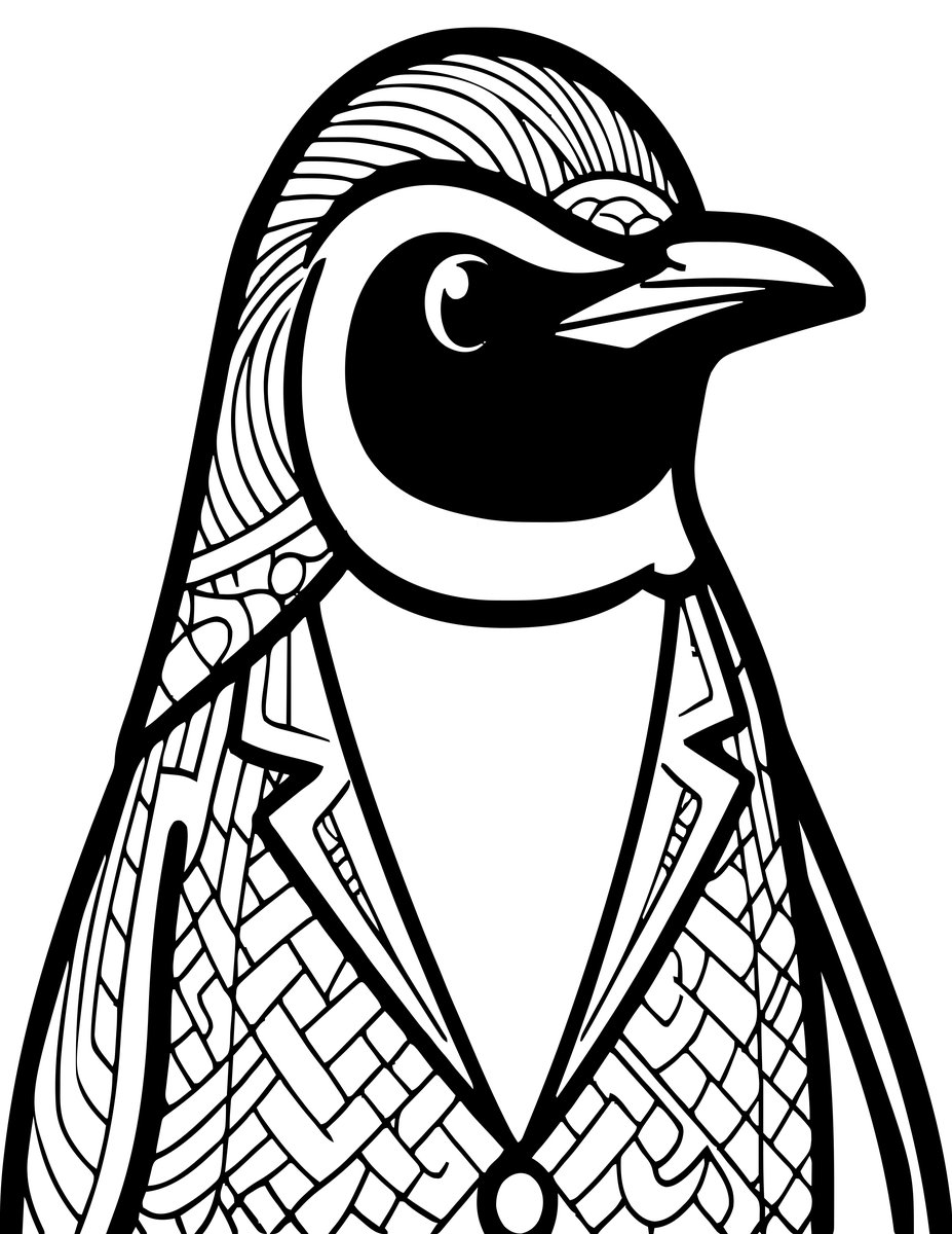 Penguin Portrait - free printable coloring page