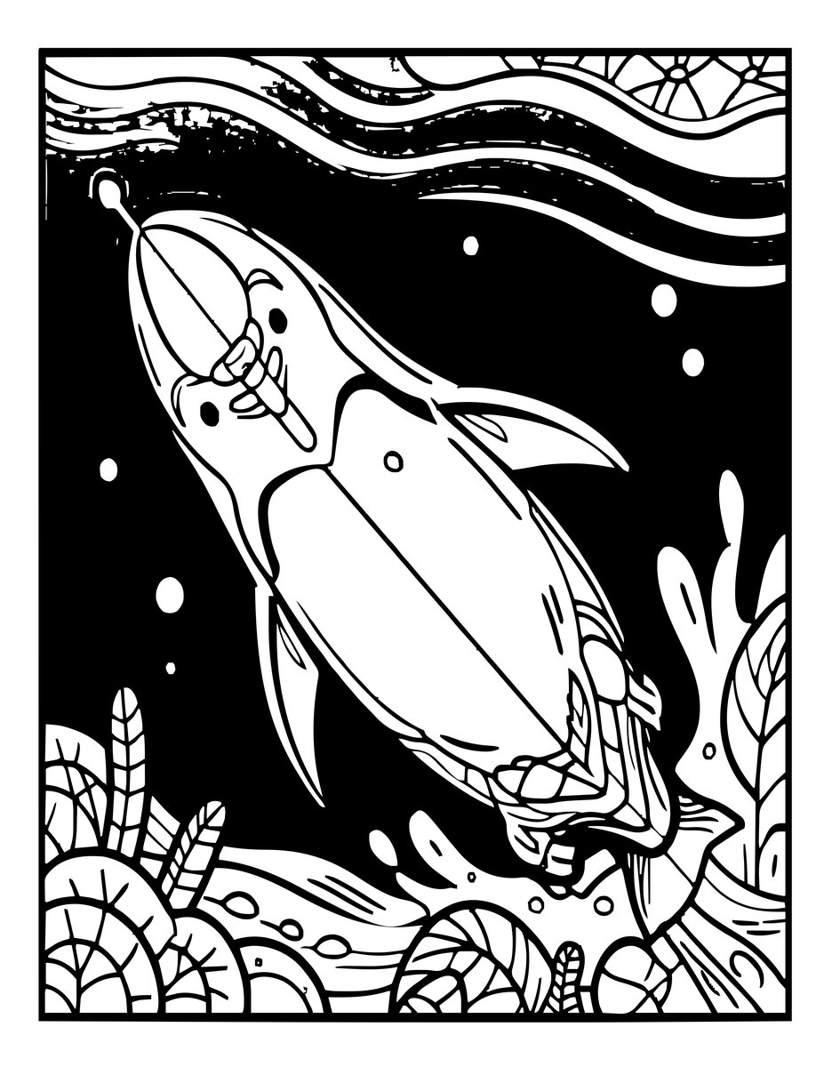 Penguin Swimming - free printable coloring page