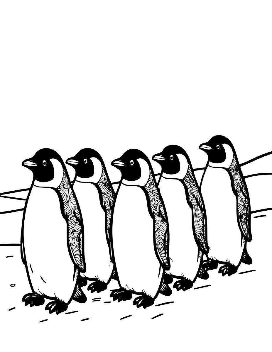 Penguin Waddle - free printable coloring page