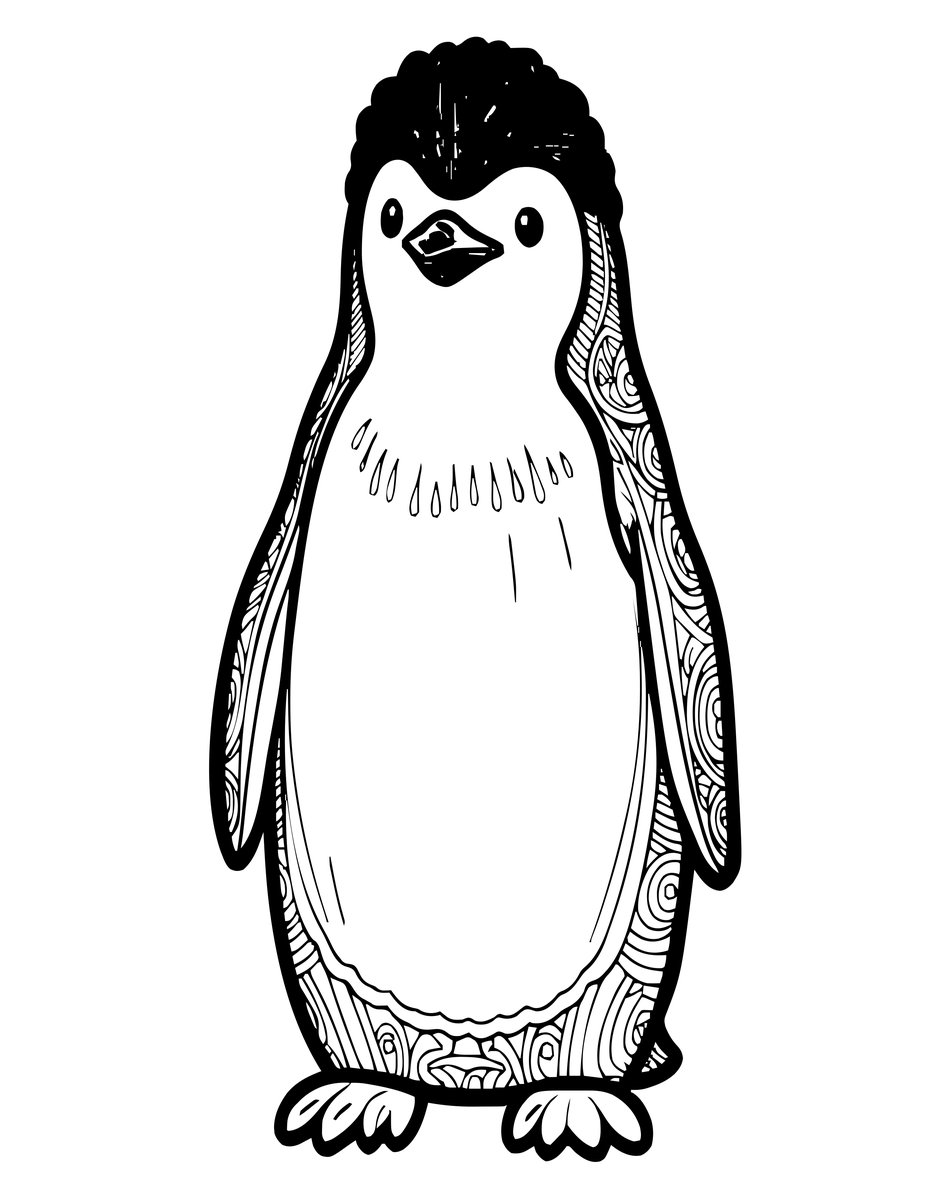 Macaroni Penguin - free printable coloring page