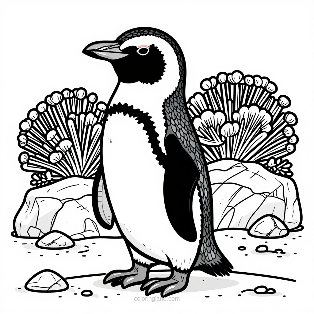 Penguin Tobogganing - free printable coloring page