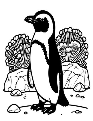 African Penguin - Free printable coloring page