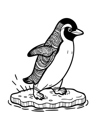 Penguin Jumping - Free printable coloring page