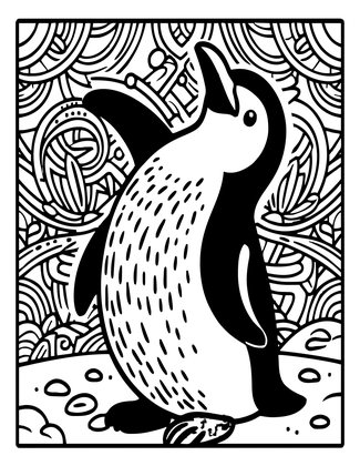Penguin Looking Up - Free printable coloring page