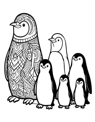 Penguin Lineup - Free printable coloring page