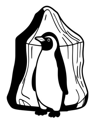 Penguin and Iceberg - Free printable coloring page
