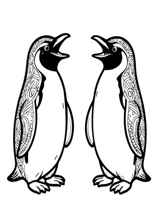 Penguin Dispute - Free printable coloring page