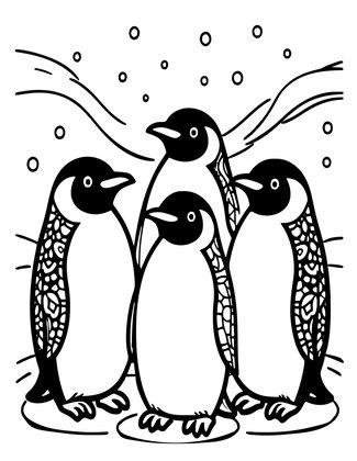 Penguin in Snowstorm - Free printable coloring page
